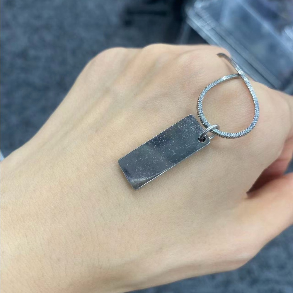 Dior Black And Silver Rectangular Pendant Necklace - image 2